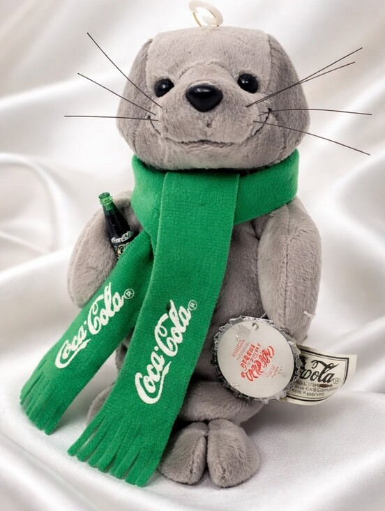 Coca Cola Other - Vintage Collectable Coca-Cola Bean Bag Plush Seal in Green Scarf